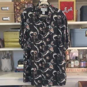 Margaritaville Mens Black Floral Marlin Men's Shirt Size XXL